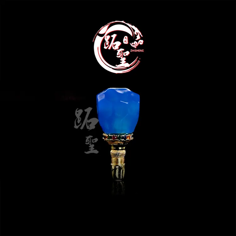 10MM蓝玛瑙无相分体式三通文玩108手串手链佛头佛塔配饰配珠散珠