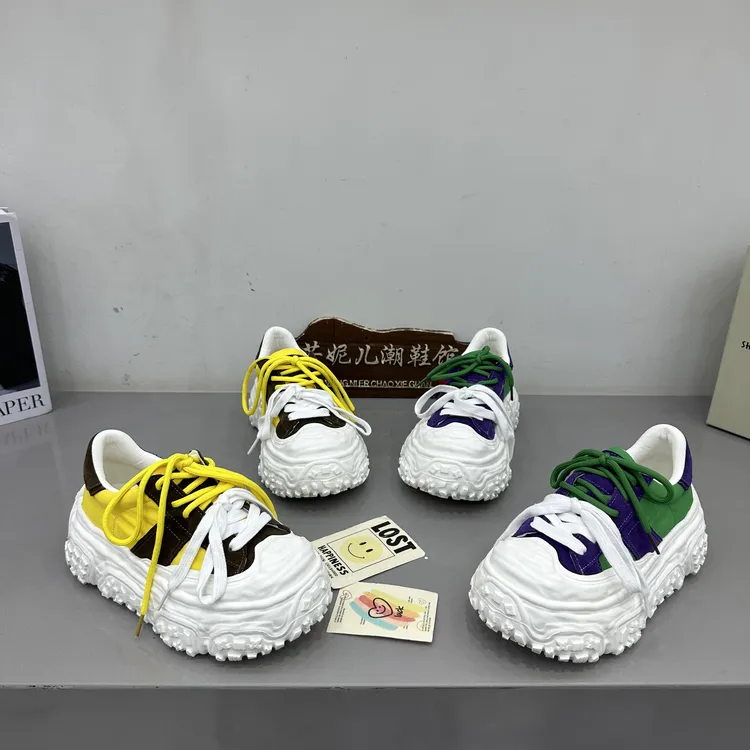 MANGNIER/超轻溶解底丑萌大头拼色潮鞋时尚百搭厚底休闲老爹鞋女