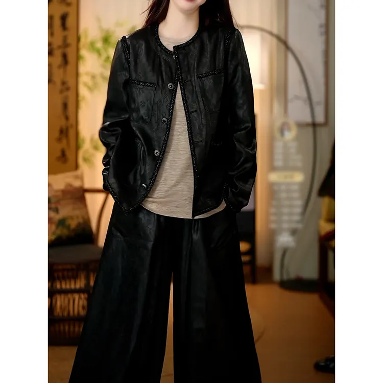 新中式复古国风裤套装2025秋季新款端庄优雅轻奢百搭外套+阔腿裤