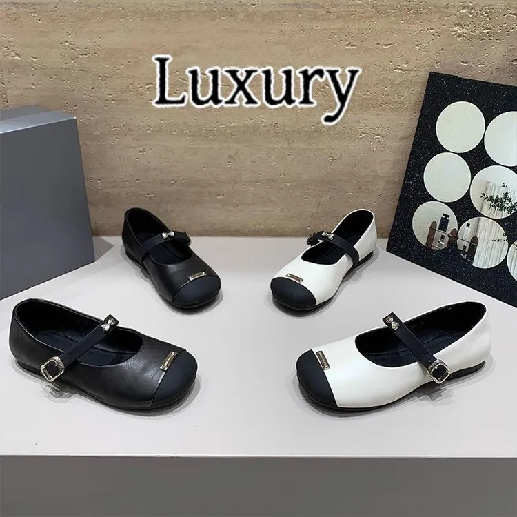 Luxury轻奢芭蕾舞鞋女2025秋季新款拼色平跟玛丽珍百搭软底奶奶鞋