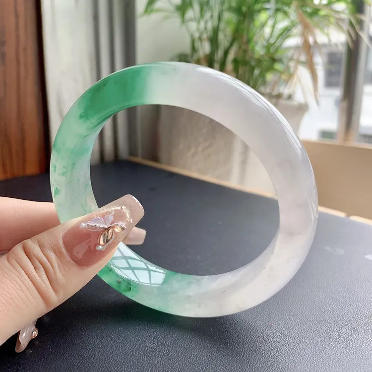 57圈口半山水带点棉独龙玉手镯HNA60009