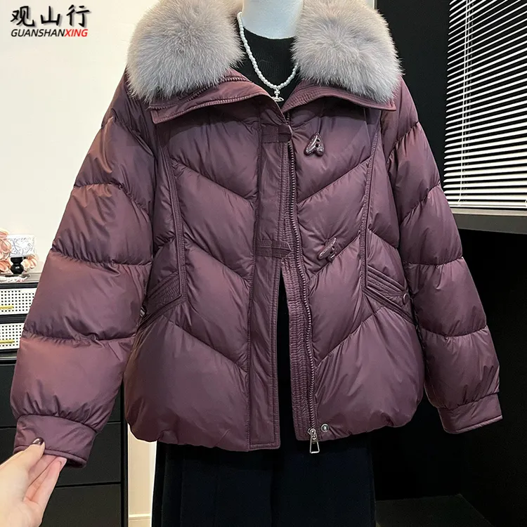 法式休闲气质风中老年女装棉服外套妈妈冬装连帽加厚棉服保暖棉袄