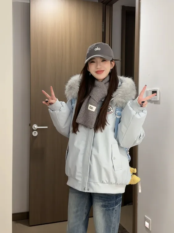 大毛领【加绒/加棉】女冬季新款加厚保暖棉衣韩版派克棉袄外套zl