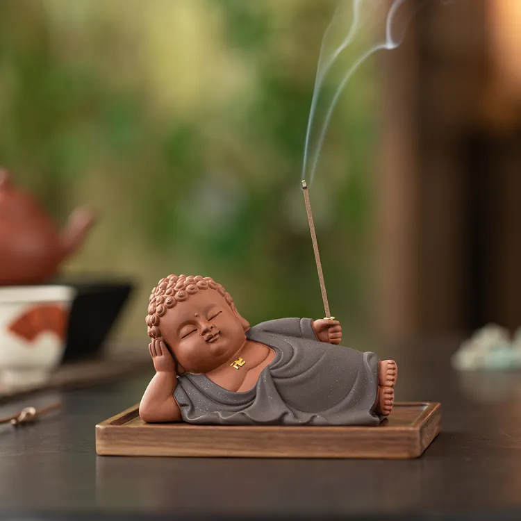 静卧小如来线香炉摆件家用室内香插香座禅意茶台桌面香薰炉插香器
