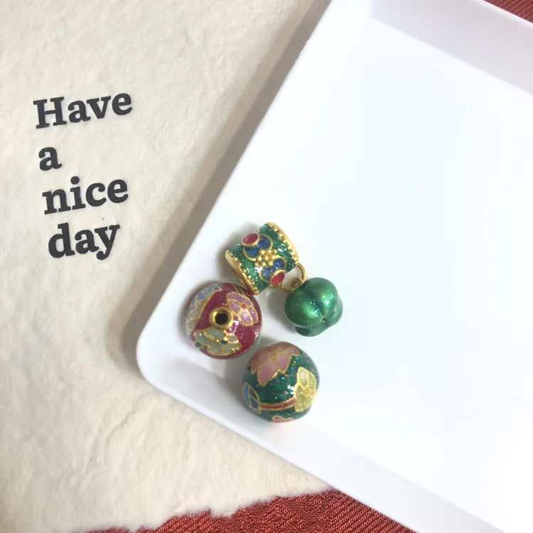 足金999精品烧蓝荷花鱼转运珠