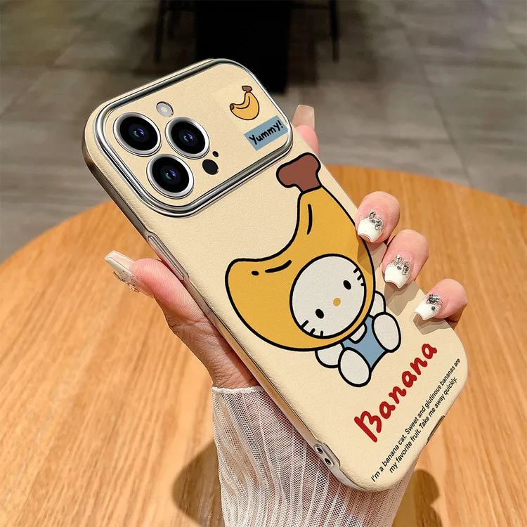 奶黄色香蕉猫咪适用苹果17promax手机壳iphone16pro卡通15pro可爱