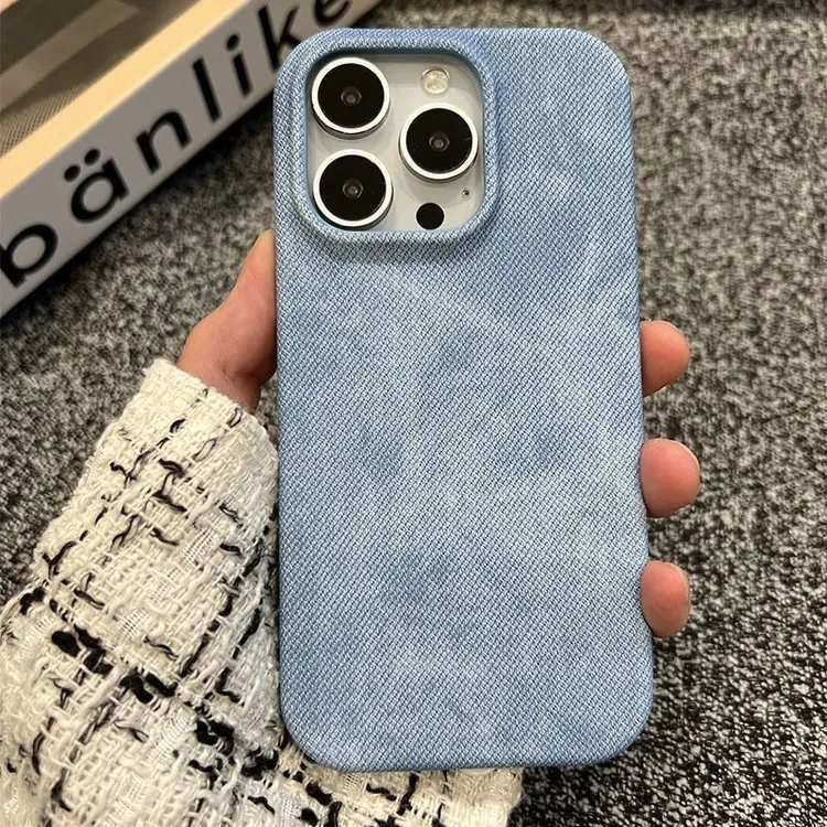 适用苹果16Promax牛仔布纹手机壳iPhone15Pro/14/13/12复古英伦风