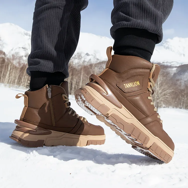 益狮龙东北雪地靴男款冬季户外真皮羊毛加厚保暖鞋皮毛一体大棉鞋