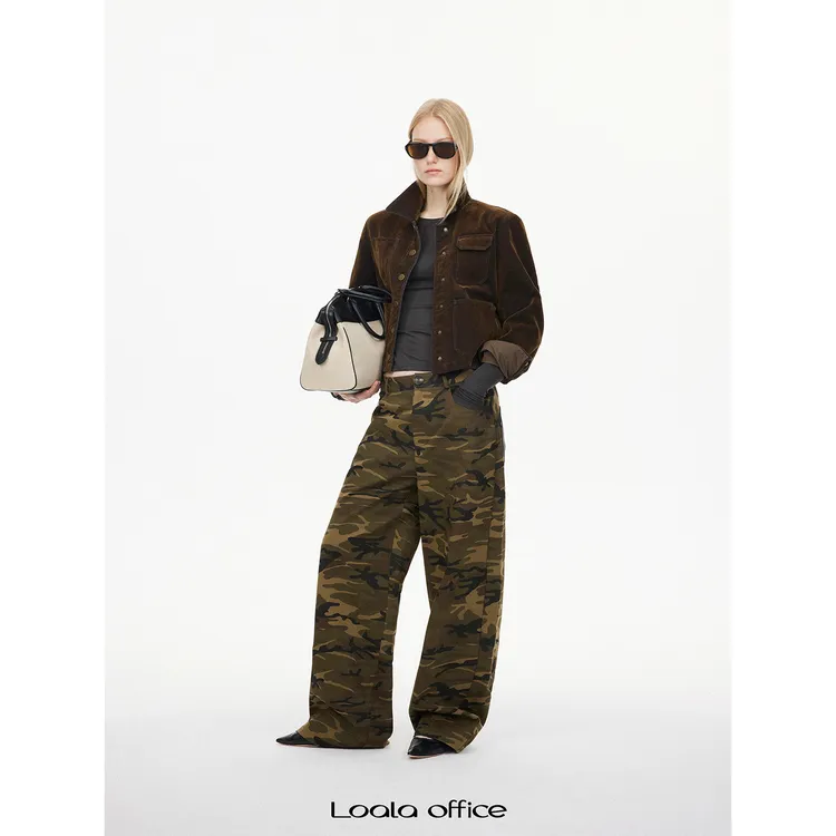LOALA OFFICE【09.28新品】廓形复古植绒短夹克外套