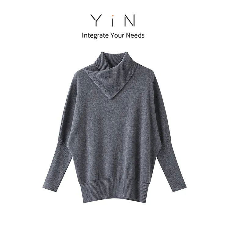 【叶可可专属】YiN绵羊毛+桑蚕丝半高领纯欲慵懒风百搭针织衫25558