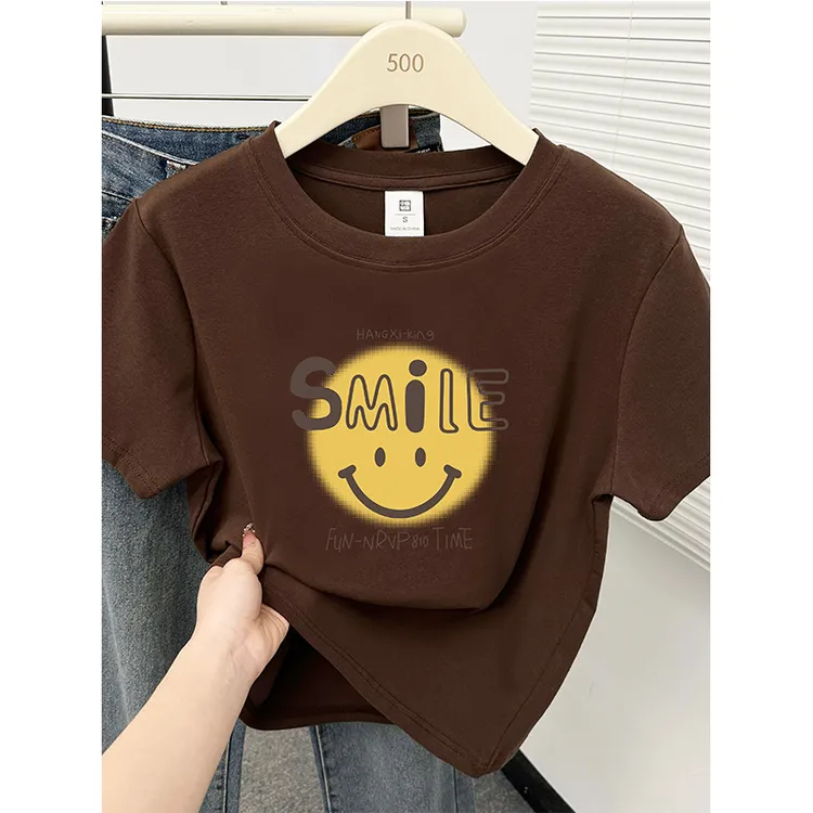 美式复古圆领正肩短袖T恤女夏装新款大码胖mm遮肉半袖上衣体恤衫