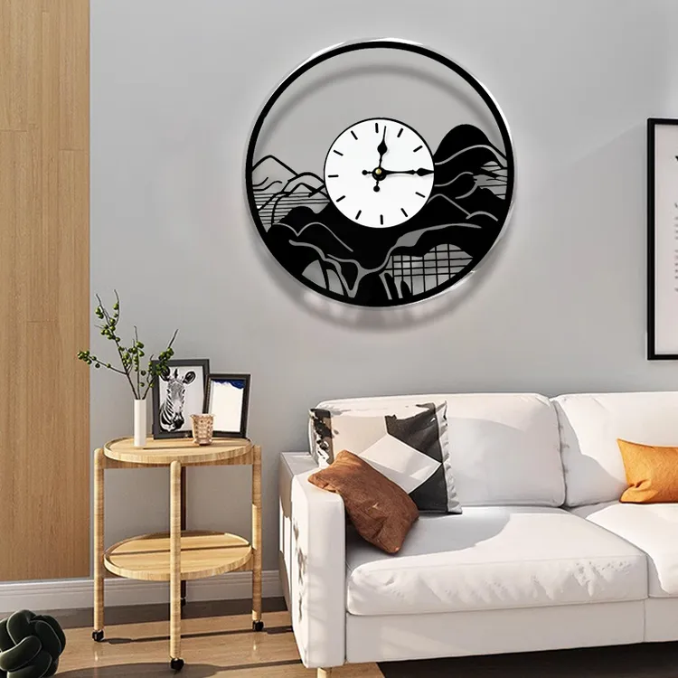 客厅创意挂钟个性挂墙时钟家用装饰钟表简约大气中式静音餐厅时钟