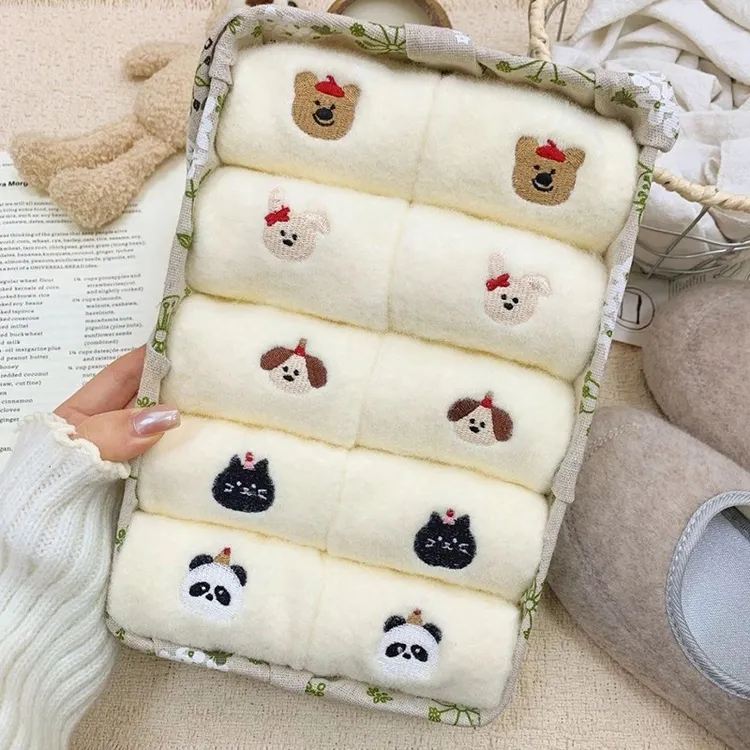 小动物毛绒袜子女士2025新款爆款秋冬季中筒袜加绒加厚保暖月子袜