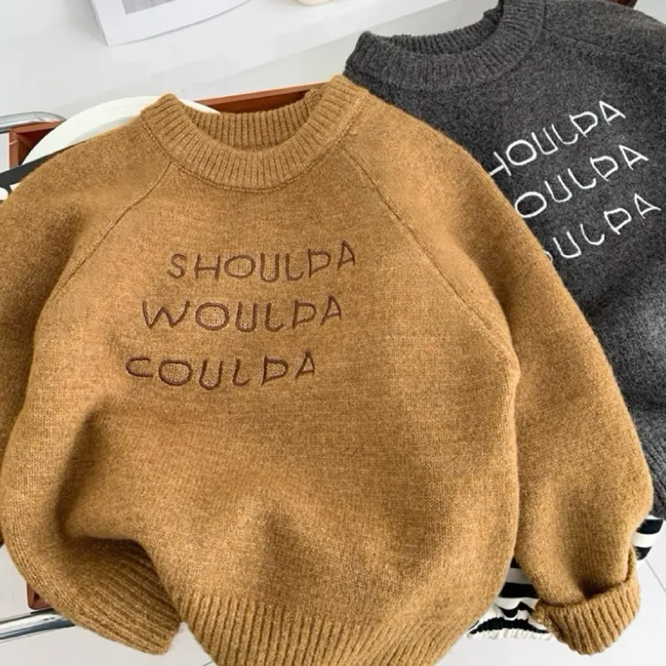 男童毛衣韩版秋冬新款圆领针织衫打底衫童装男孩线衣外穿套头宽松