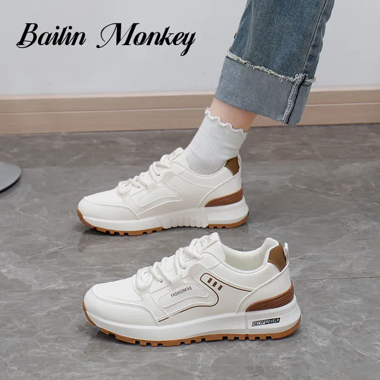 品牌踩屎感厚底阿甘鞋女2025秋季新款百搭百搭软皮轻便运动运动鞋
