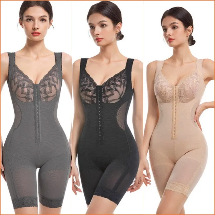 塑形透气显瘦美背束身连体衣薄款身材管理器带胸垫排扣连体衣美背