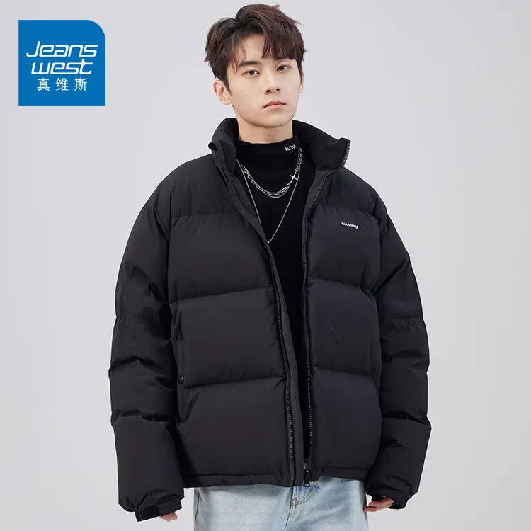 真维斯2025新国标冬季新款黑色立领羽绒服男士短款立领宽松百搭潮