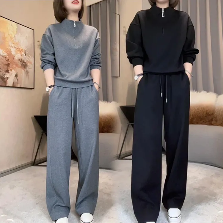 设计感休闲套装女2025年春秋季新款简约洋气时尚显瘦运动服两件套