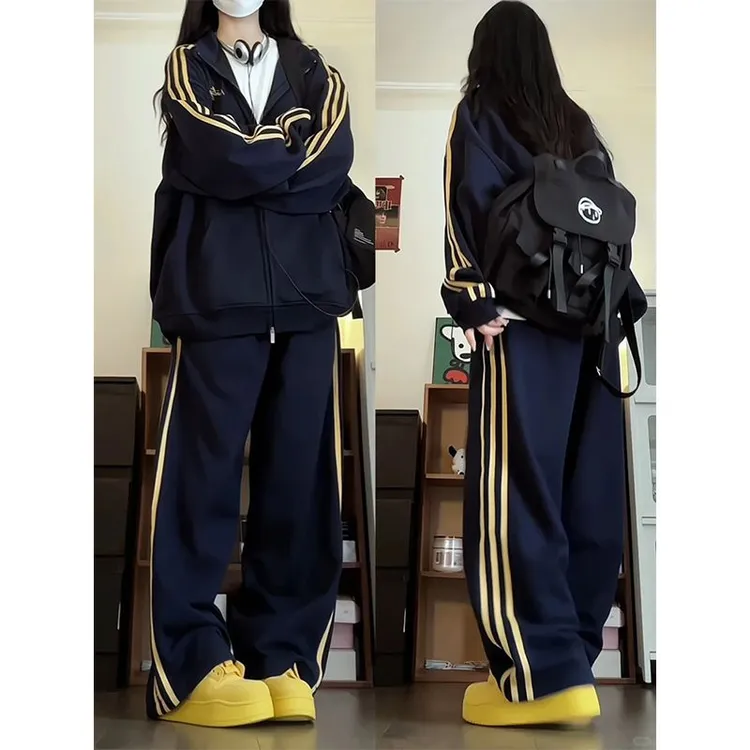 200斤微胖mm休闲卫衣套装女春秋季大码宽松显瘦洋气学生运动服
