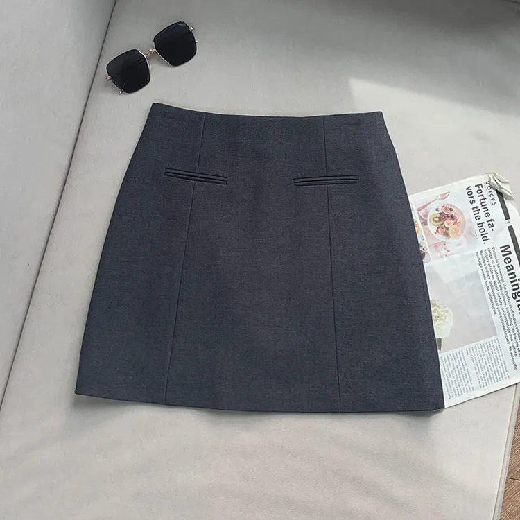 【南油子宸】A字气质高级半身裙假口袋高腰显瘦西装简约短裙 802003
