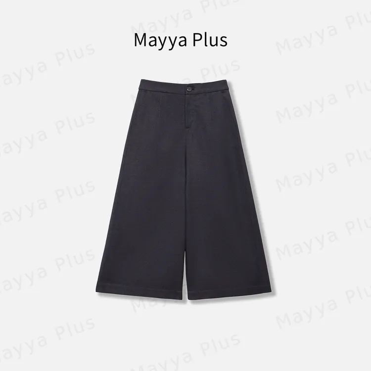 【简括美学】Mayya Plus麦芽定制流光风松紧腰阔腿八分裤子32537193