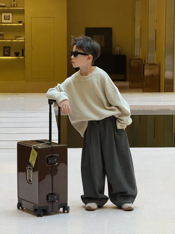 现货 CHU YAO 【软绵绵】秋款童装简约圆领长袖慵懒毛衣25028