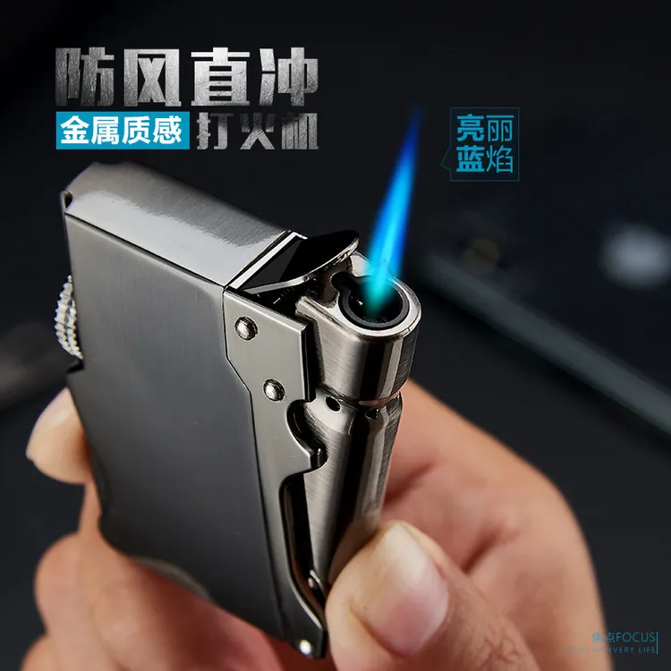 焦点小钢炮金属充气体打火机防风直冲打火机耐用高颜值打火机