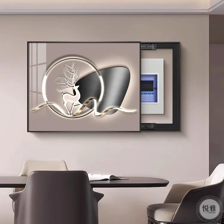 轻奢电表箱装饰画现代餐厅配电箱弱电箱盖板遮挡挂画电闸箱免打孔