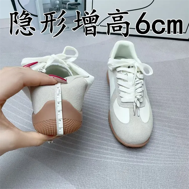 牛皮复古拼色德训鞋女2025秋季新款百搭休闲运动板鞋内增高阿甘鞋