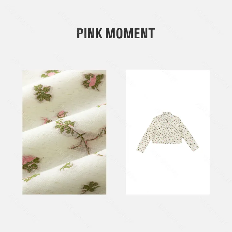 PM王囡囡 杏底碎花花边娃娃领盘扣外套 ND1C1359