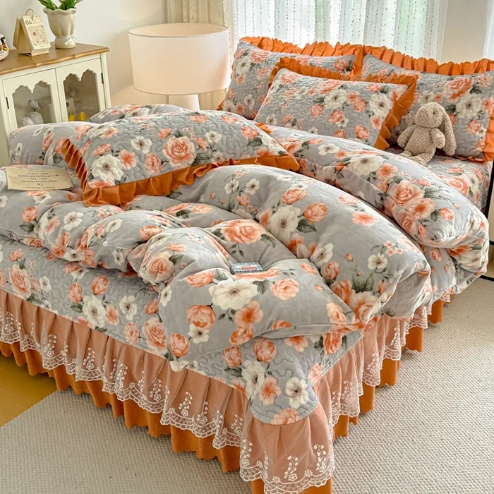 加厚新款牛奶绒床盖四件套柔软轻奢亲肤机洗高档秋冬床单床上用品