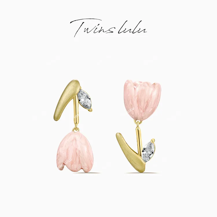 TWINS LULU 出游灵动小众首饰ins风郁金香花朵耳环秋上新TSL1606