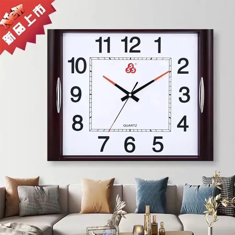 上海三五牌客厅钟表静音挂钟卧室墙上时钟现代简约大气家用石英钟