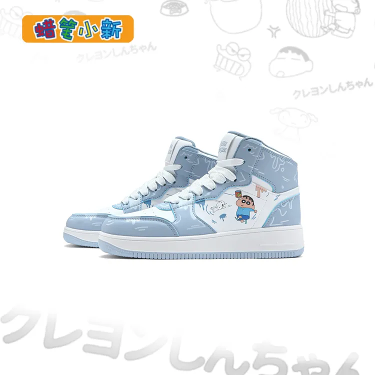 蜡笔小新鞋子男款爆款2025新款蓝白高帮鞋增高男鞋秋冬轻便百搭