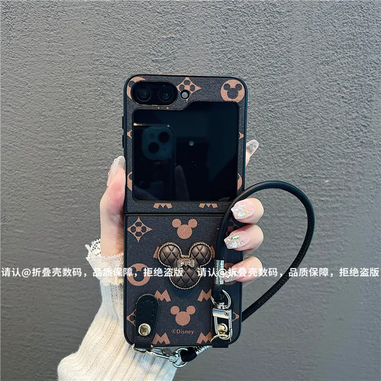 （三星zflip6系列)金属折叠皮纹适用三星zflip6手机保护壳防摔潮壳