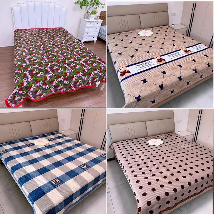 加厚牛奶绒床盖冬季加绒盖毯秋冬款绒绒床单防滑不起静电柔软保暖