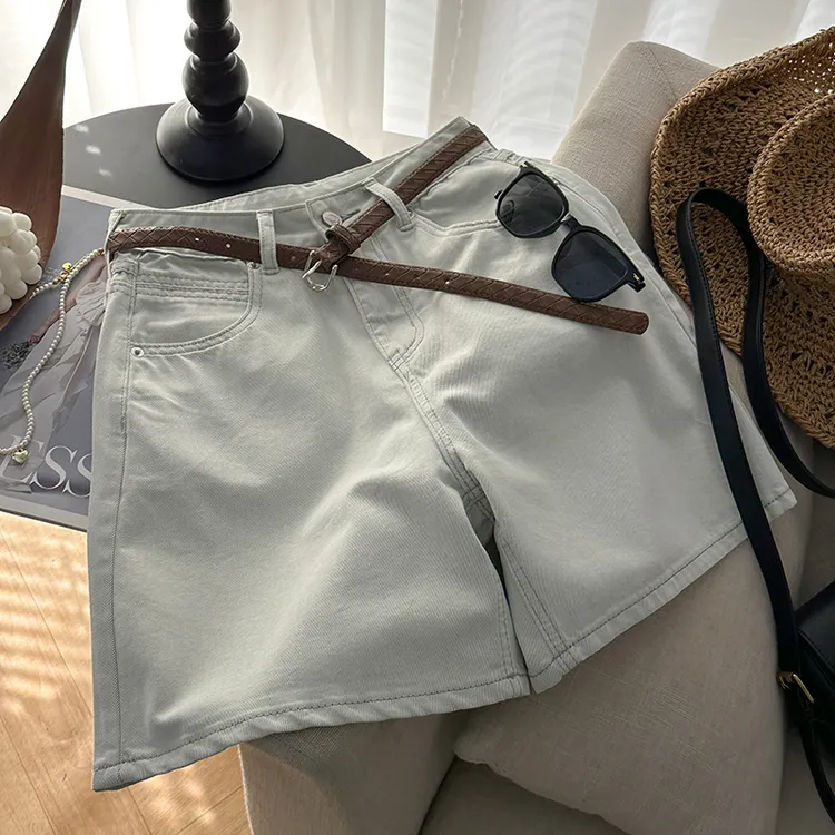 1CoMo 新款高腰天丝混纺百搭时尚简约韩版显瘦爆款牛仔短裤3605