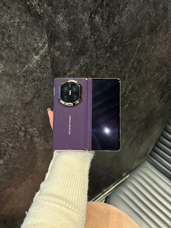 适用于华为MateX7高档纯皮磁吸手机壳 X6不遮屏双轴手机壳 包镜头