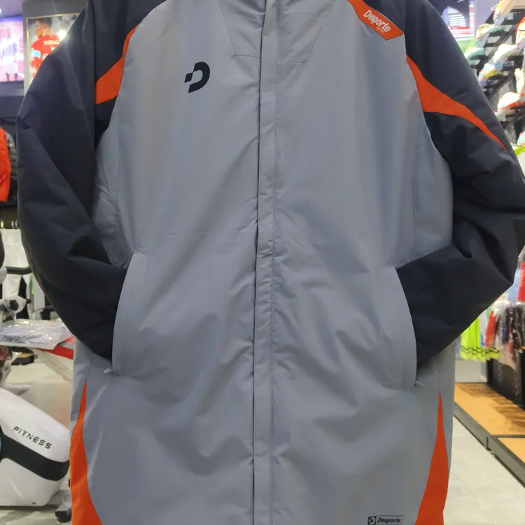 冬季男士新款足球训练运动连帽保暖防风加厚中长款棉服