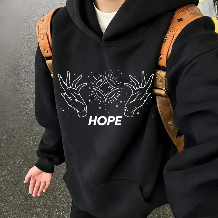 美式连帽卫衣男厚款套头小众穿搭几何图案休闲vibe加大码秋冬季