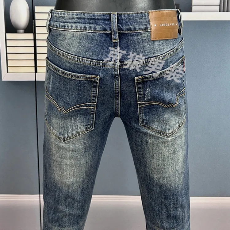 【秋冬厚款】716牛仔蓝高端欧货牛仔裤男款修身弹力小脚裤百搭长裤
