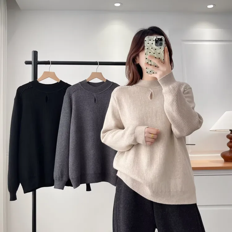 加绒气质一体绒加厚大码女装微胖mm毛针织衫显瘦内搭打底衫半高领