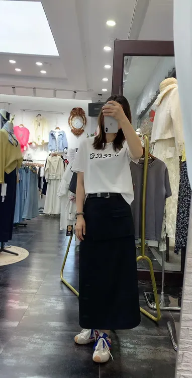 夏季新品简约百搭休闲短袖T恤通勤个性洋气半身裙两件套气质高档