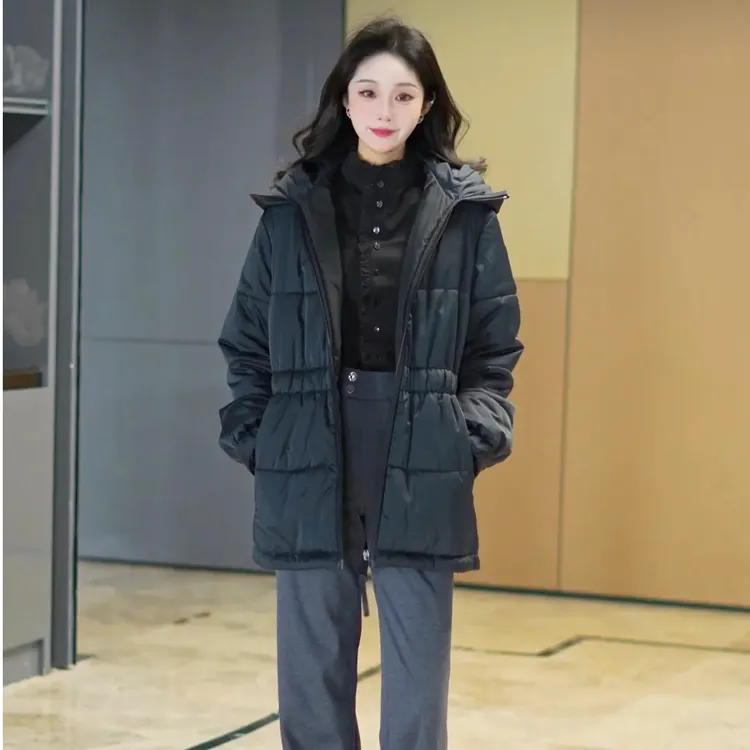 GIRDEAR/哥弟秋冬新款松紧腰时尚新雪丽保暖连帽棉衣女款140027