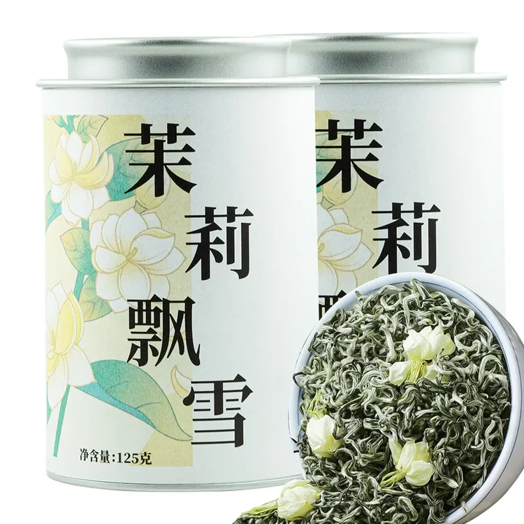 茉莉花茶飘雪 2025新茶特级茉莉飘雪精选茶叶嫩芽浓香型罐装