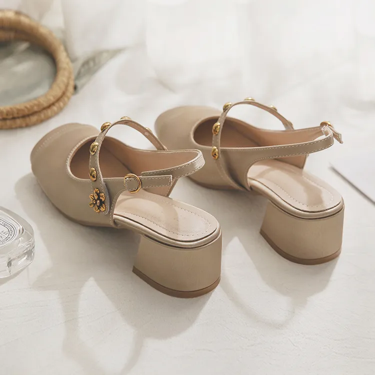 羊皮版~复古玛丽珍鞋晚晚鞋配裙子包头凉鞋女夏外穿2025新款单鞋