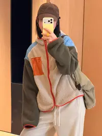 HUMSUN/禾木笙「蓬绒暖心」超柔羊羔绒撞色织带保暖连帽外套 5D283