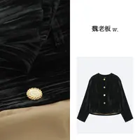 W.Diva【杨柳褶】进口醋酸+铜氨丝小香风高级长袖绒毛外套3C1913636