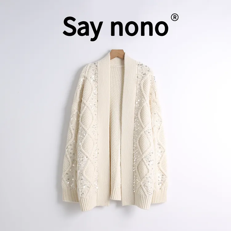 懒猫nono│Saynono 26支＿亮片长袖开衫上衣毛针织衫/T24371