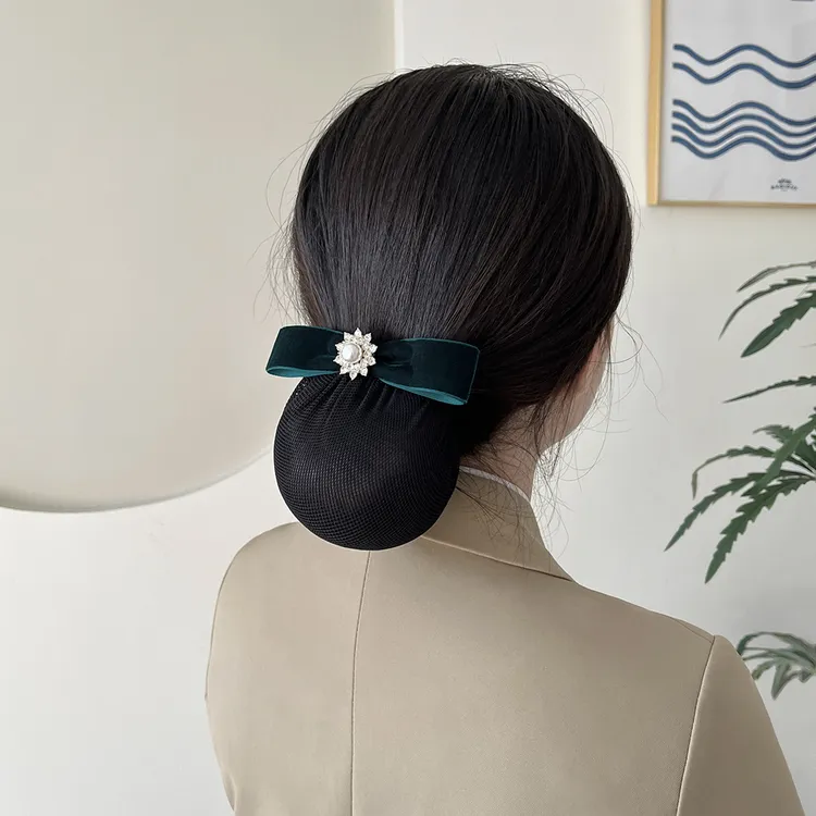 头花职业发网女护士银行空姐高端简约头饰酒店工作盘头发网兜发饰